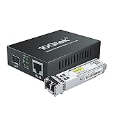Gigabit Ethernet Media Converter, MultiMode Dual LC Fiber to Ethernet RJ45 Converter for 10/100/1...