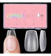 AILLSA Short Coffin Nail Tips 450PCS Full cover Double-sided Matte Gel Nail Tips Adhesion Pre-Sha...