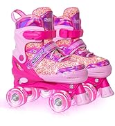 Nattork Kids Roller Skates for Girls Boys Kids, 4 Sizes Adjustable Girls Roller Skates for Ages 3...