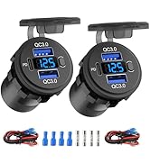 Hapytrip 2 PACK 12 Volt USB Outlet Dual Quick Charge 3.0 Port and PD3.0 USB C Car Battery Charger...