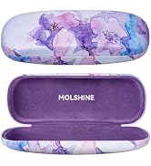 molshine Hard Shell PU Leather Glasses Case,Travel Portable Eyeglass Case for Men Women Girl Trav...