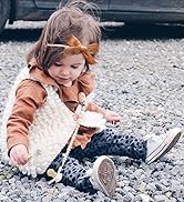 Cherssy Baby Girl 4" Velvet Hair Bows and Headbands, 10pcs Nylon Hairbands Elastic Hair Accessori...