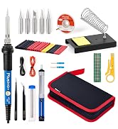 Soldering Iron Kit - Soldering Iron 60 W Adjustable Temperature, Solder Wire, Tweezers, Soldering...