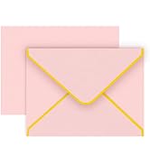 50 Pack Pink 4x6 Envelopes with Gold Border for Invitation, A6 Luxury Envelopes for Invitation, P...