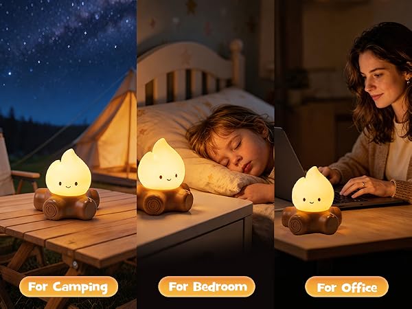 Gefaxi Halloween campfire flickering night light dimmable flame light rechargeable and squishy