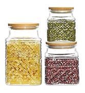 LUCKTE Glass Food Containers with Airtight Bamboo Lids for Candy Snack Coffee Cookie Glass Jars K...