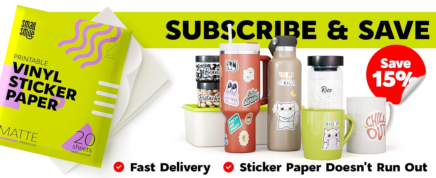 Printable Vinyl Sticker Paper for Inkjet Printer and Laser