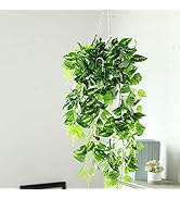Hawesome 1Pcs Artificial Hanging Plants Vines Fake Ivy Greeny Leaves Indoor Outdoor Garden Weddin...