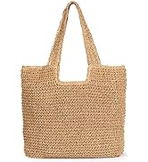 Straw Beach Bag, Women Tote Bag Woven Shoulder Bag, Handmade Large Summer Handbag Hobo Bag for Be...