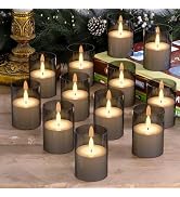 VIODAIM 12Pack Flickering Flameless Candles with Timer, LED Candles Battery Powered, Small Flamel...