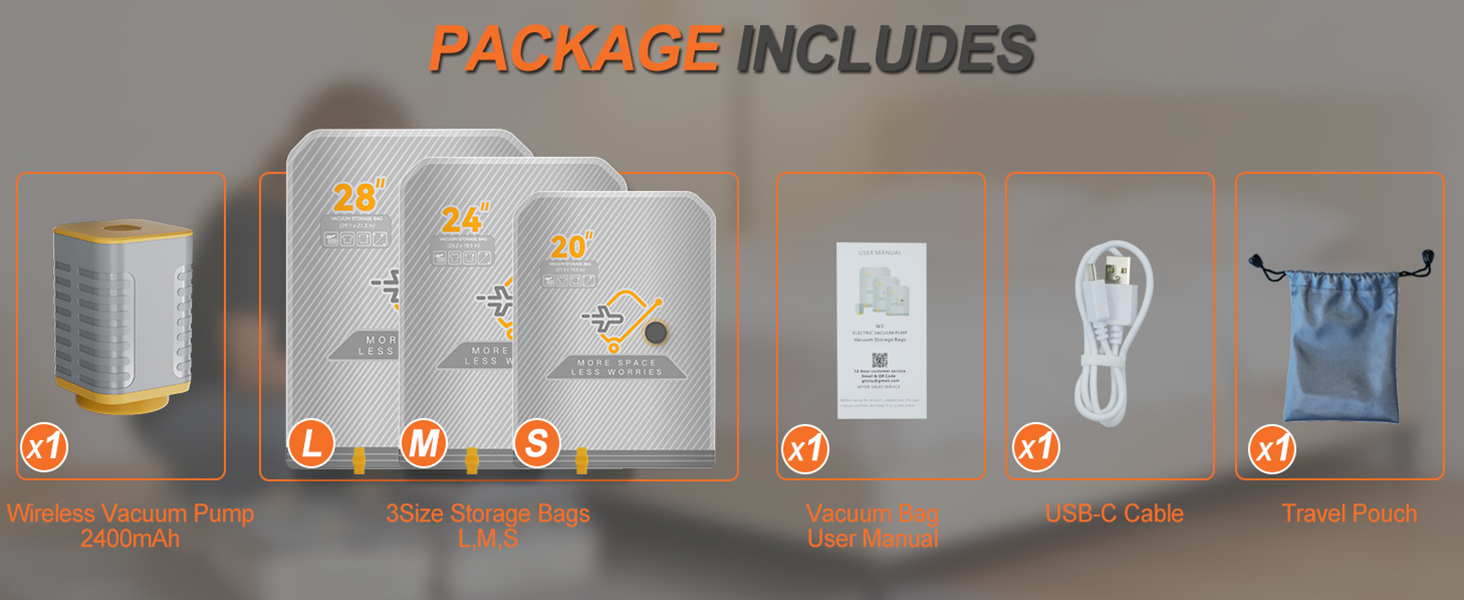 Rechargeable Wireless Pump Travel Storage Bags Set
