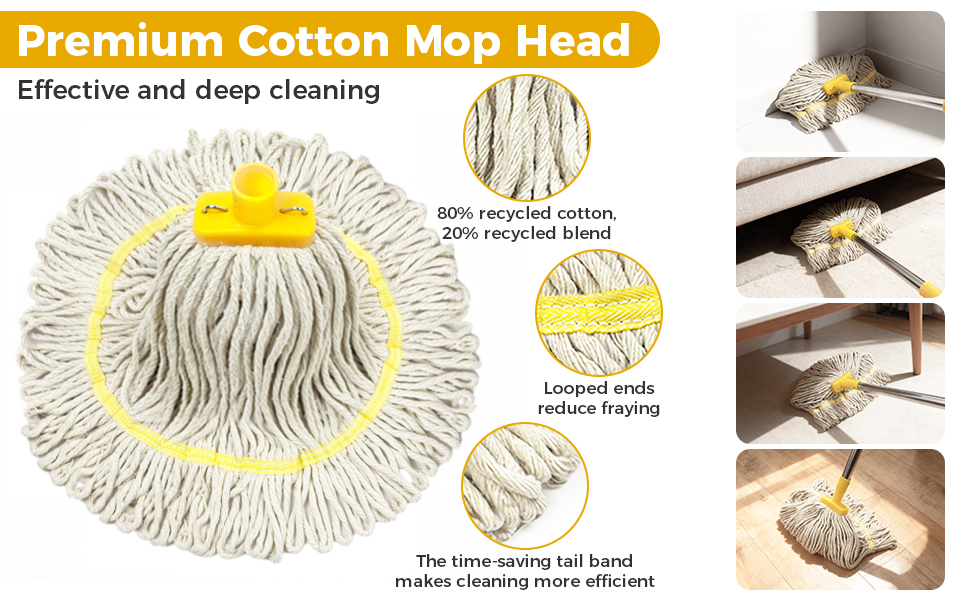 Cotton mop for floor cleaning