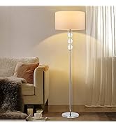 Dott Arts Floor Lamp for Living Room, Modern Standing Lamp Crystal Reading Floor Lamp Silver Corn...