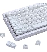 Keyporia PBT Keycaps, MOA Profile White Jelly Keycaps, 129 Keys Cute Custom Key caps for MX Switc...