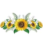 GANPUB 1 Pc Five Sunflowers Wall Stickers Peel and Stick Sunflower Wall Decor, Removable Waterpro...