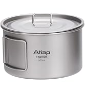 ATiAP Titanium Bowl Pot with Foldable Handle, Single-Wall Titanium Cooking Tableware Bowl with Fo...
