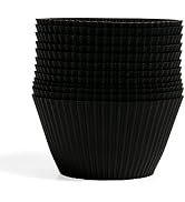 The Silicone Kitchen Reusable Silicone Baking Cups - Matte Black, Non-Toxic, BPA Free, Dishwasher...