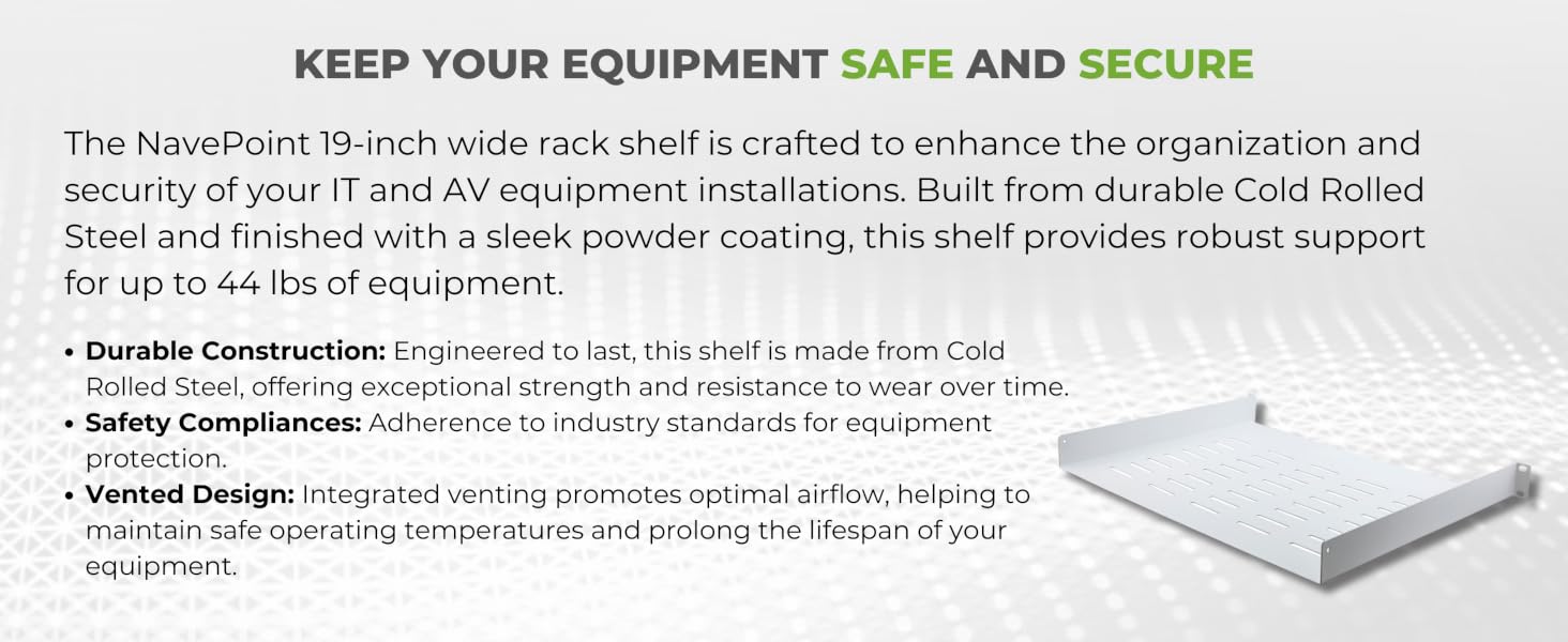 NavePoint 19-inch wide rack shelf