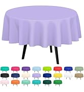 QIKSION 2 Pack Lavender Plastic Tablecloth Disposable Circle Table Covers Purple Table Cloths for...