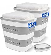 46L/12 Gal Collapsible Laundry Baskets, Foldable Hamper with Handles, Plastic Pop Up Storage Cont...