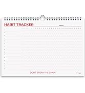 Hadigu Habit Tracker Calendar (Undated 12 Month) Colorful Motivational Design, Spiral Bound and H...