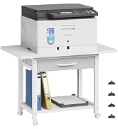 YAOHUOO 23.6"x15" Large Printer Stand with Storage Drawer, 2-Tier Under Desk Printer Table for Ho...