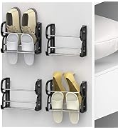 Yocice Wall Mounted Shoes Rack 4Pack/Can Store 4Pairs Sneakers and 4Pairs Slide Sandal,with Stick...