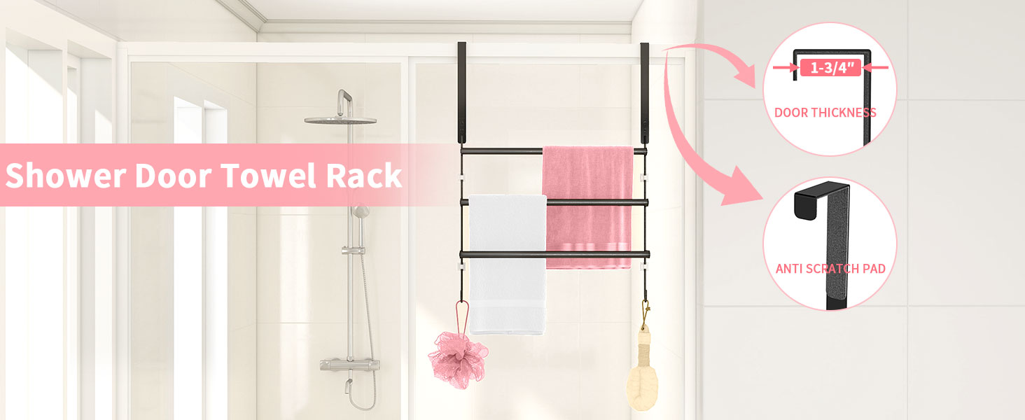 Over The Door Towel Rack, Towel Rack with Hooks for Door Hanging,Door Towel Hanger,
