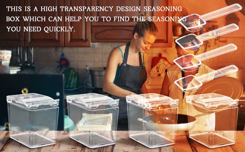 Faxco 4-Cell Clear Seasoning Rack Spice Box