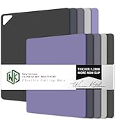 WK Flexible Plastic Cutting Boards for Kitchen Set of 10, Plastic Cutting Mats with Hole, Color C...