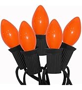 GOOTHY Halloween C7 Orange String Lights, 25Ft Vintage Orange Lights with 27 Ceramic Orange Bulbs...