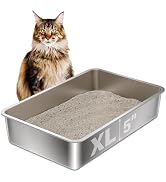 Stainless Steel Cat Litter Box, 22.4"x14.56"x5" Large Metal Litter Box,Steel Litterbox for Big Ca...