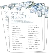 Isfvqyub Hydrangea Blue Floral Bridal Shower Games, Would She Rather Wedding Game Card, Engagemen...