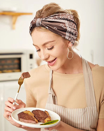 Women's wide headband knotted non-slip headband soft cashew textured headband hair accessories