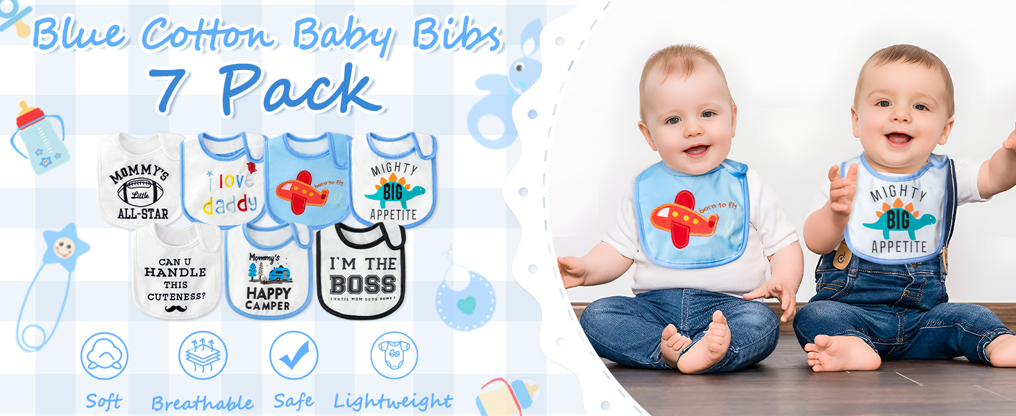 YA-Blue Baby Bibs 7P