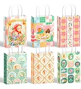 NICROHOME EUR Small Easter Gift Bags with Handles 24 Pack, Bunny Chick Floral Paper Party Favor B...