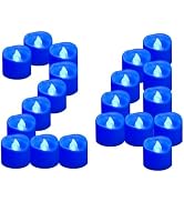 Yakpo 24 Pack LED Blue Tea Light Candles Battery Operated, Flameless Blue Flickering Votive Outdo...