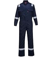 Portwest FR94 Men's Bizflame 88/12 Iona FR Fire Resistant Reflective Coveralls Navy, Large