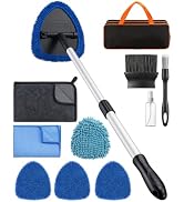 AstroAI 10pcs Car Windshield Cleaner Kit with 32" Extendable Handle | Chenille & Microfiber Pads,...