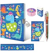 Dinosaur Diary with Lock for Boys, Set of Diary for Boys Incl. Kids Journal with Lock & Pen (6-Mu...