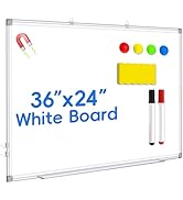 SRGAFIX 36x24 Inch Magnetic Whiteboard for Wall, Dry Erase White Board with Long Pen Tray, 2 Mark...