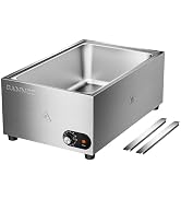 CAMMOO 1200W Electric Steam Table Food Warmer, Bain Marie 86-185°F Adjustable Temp, Countertop St...