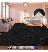 Black Shaggy Area Rug for Living Room Bedroom, Ultra Soft Fluffy Fuzzy Furry Rugs 4x6 ft, Upgrade...