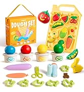 Jar Melo Wheat Modeling Dough Set for Kids Ages 3+, 4 Colors Wheat Dough with 13 Farm Tools, Doug...