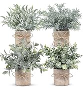 WUKOKU 4 pcs Small Fake Plants Mini Artificial Potted Plants for Farmhouse Office Bathroom Home D...