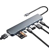USB C Hub Multiport Adapter, 7 in 1 USBC Dongle with 4K HDMI, 100W PD Charging, USB 3.0, SD/TF Ca...