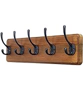 SKOLOO Rustic Wall Mounted Coat Rack: 16-inches Hole to Hole, Pine Solid Wood Coat Hook Hanger - ...