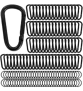 Heavy Duty Aluminum D Carabiner Clips & Key Rings, Black & Sliver Corrosion Resistant Keychain fo...