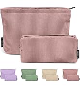 MAGEFY 2 Pcs Makeup Bags for Women, Corduroy Make up Bag for Purse Travel Makeup Bag Small Cosmet...