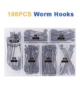 UCEC 100pcs/Box Offset Shank Round Bend Worm Hooks, High Carbon Steel Bass Fishing Offset Hooks -...